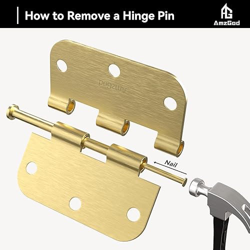 Vista 37 de Bisagras de puerta color negro mate, paquete de 108 bisagras negras para puerta de 3.5 pulgadas, bisagra de puerta interior redondeada con esquinas