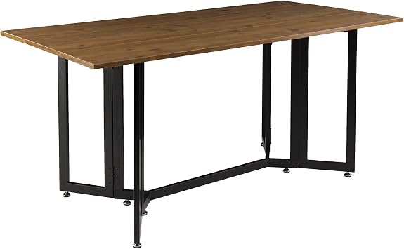 SEI Furniture - Holly & Martin Driness Drop Leaf Table - Oak with Black - Transitional Design, Brown Iron and Wood - Ideal for Dining Room, Kitchen DN7448