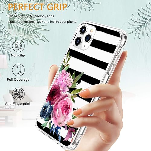 Miniatura 5 de LUHOURI Funda diseñada para iPhone 11 Pro con protector de pantalla, acrílico transparente para mujeres y niñas, funda protectora de ajuste delgado