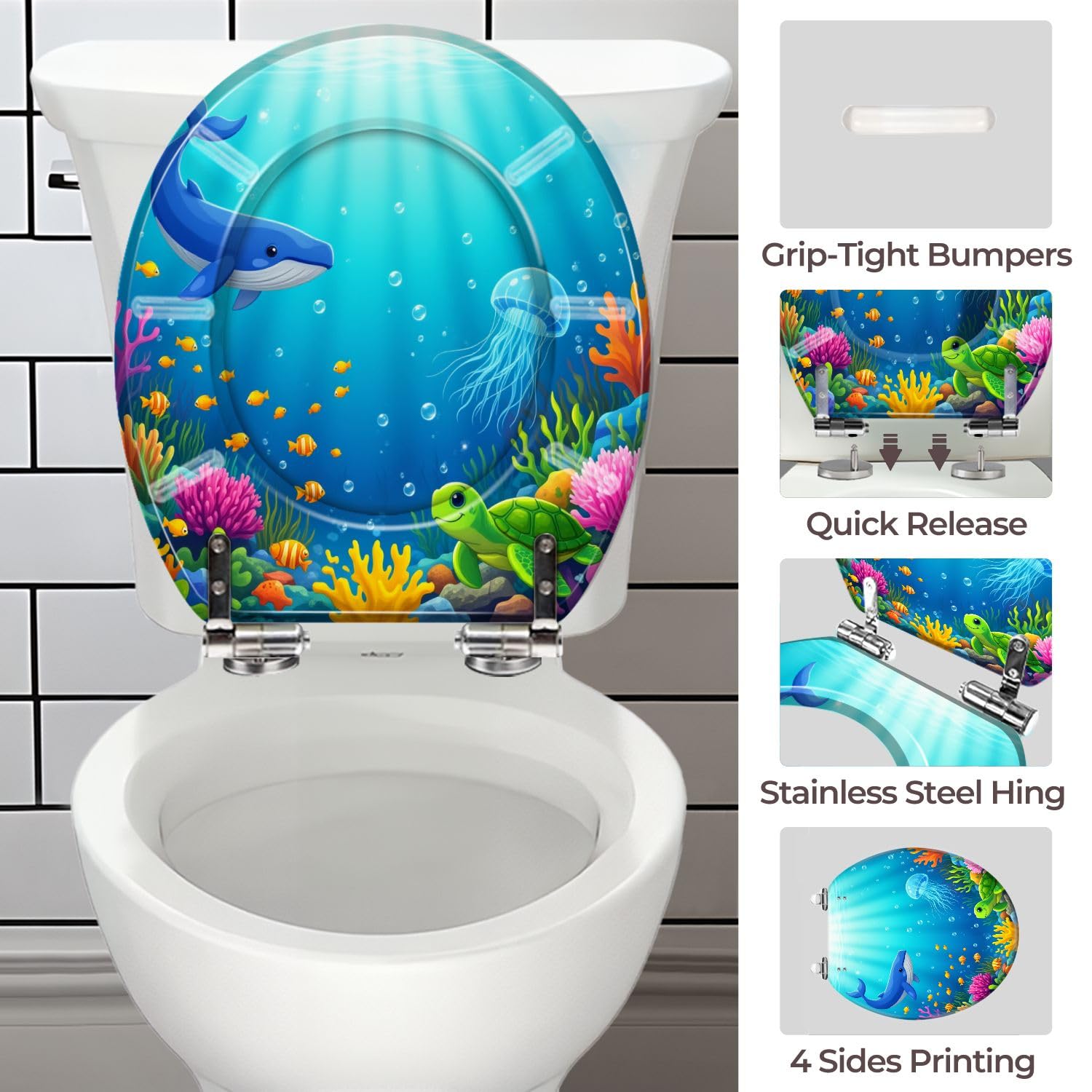 Asiento de inodoro redondo genérico Quiet Close para baño doméstico