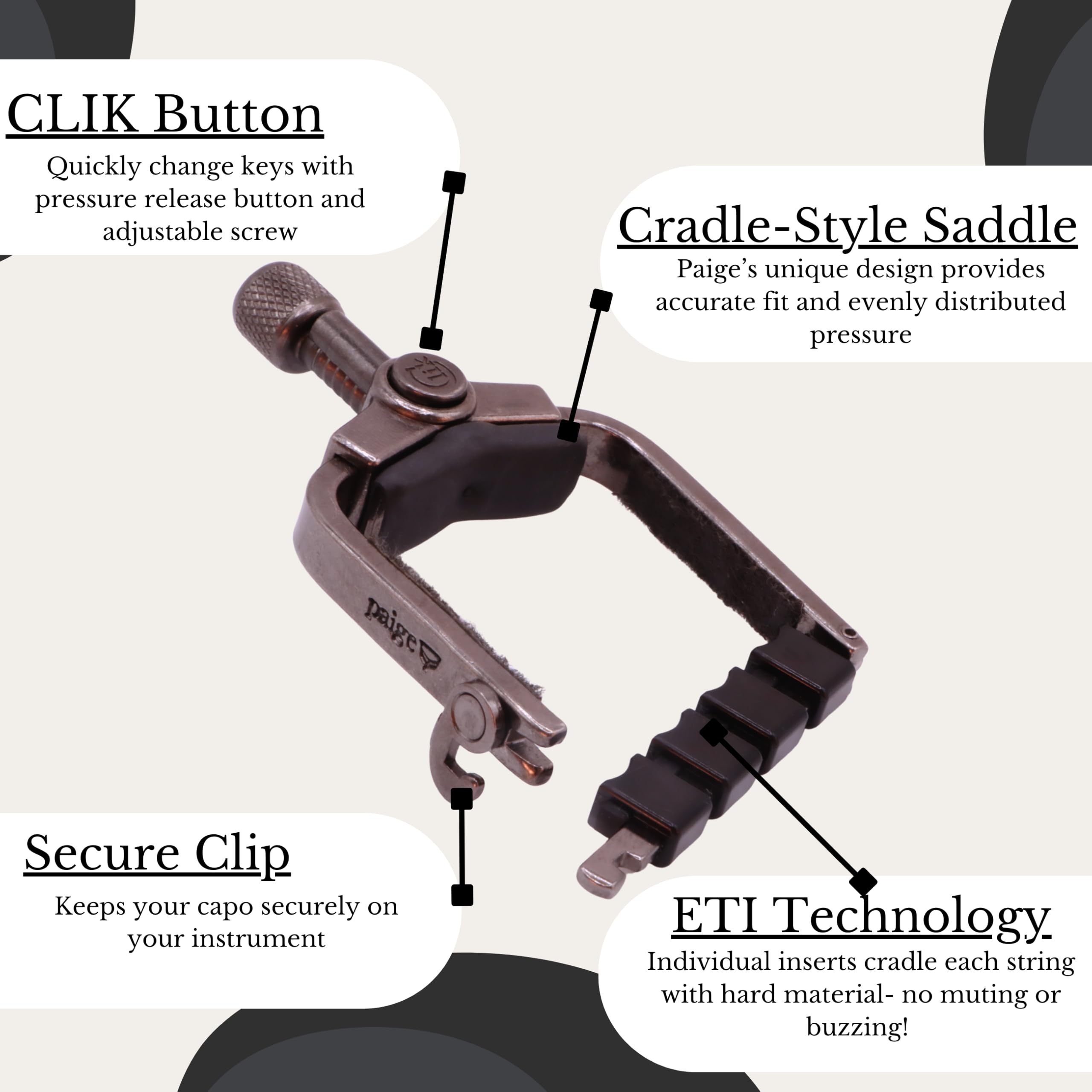 Paige Clik Capo PC-B4-ETI Banjo/Mandolin
