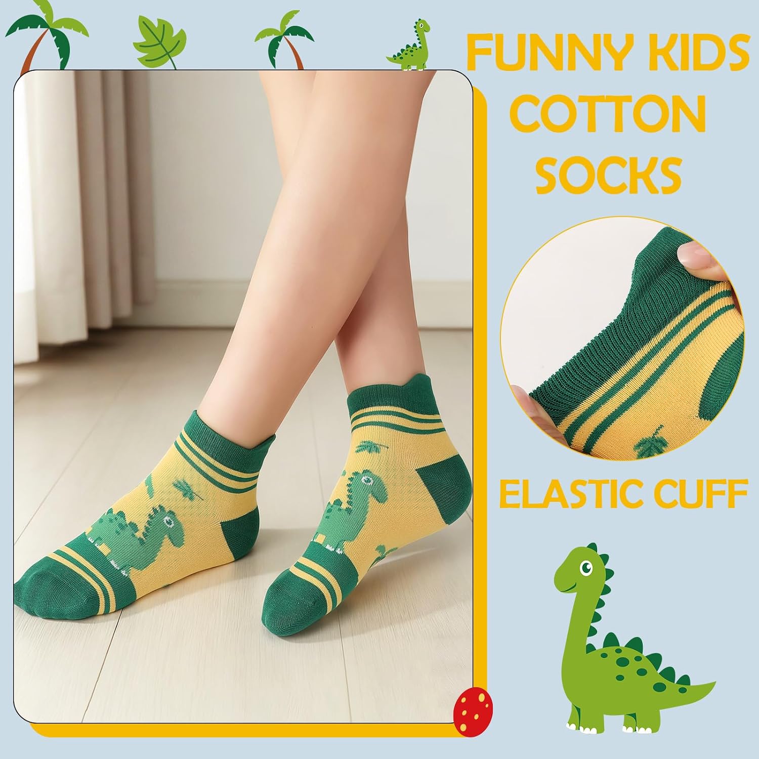 6 Pairs Kids Boys Ankle Socks No Show Funny Cartoon Novelty Cotton Socks