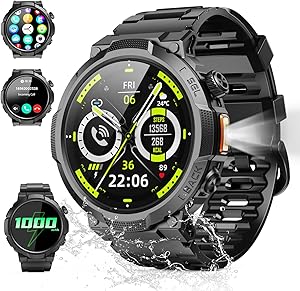 🚨 Soudorv Smart Watches for Men (Answer/Make Call), 1.53″ HD Military Smartwatch, 1000 mAh Ultra-Long Battery Fitness Watch, Flashlight/110+Sports/Heart Rate/Sleep Monitor/IP68 Waterproof Android iOS