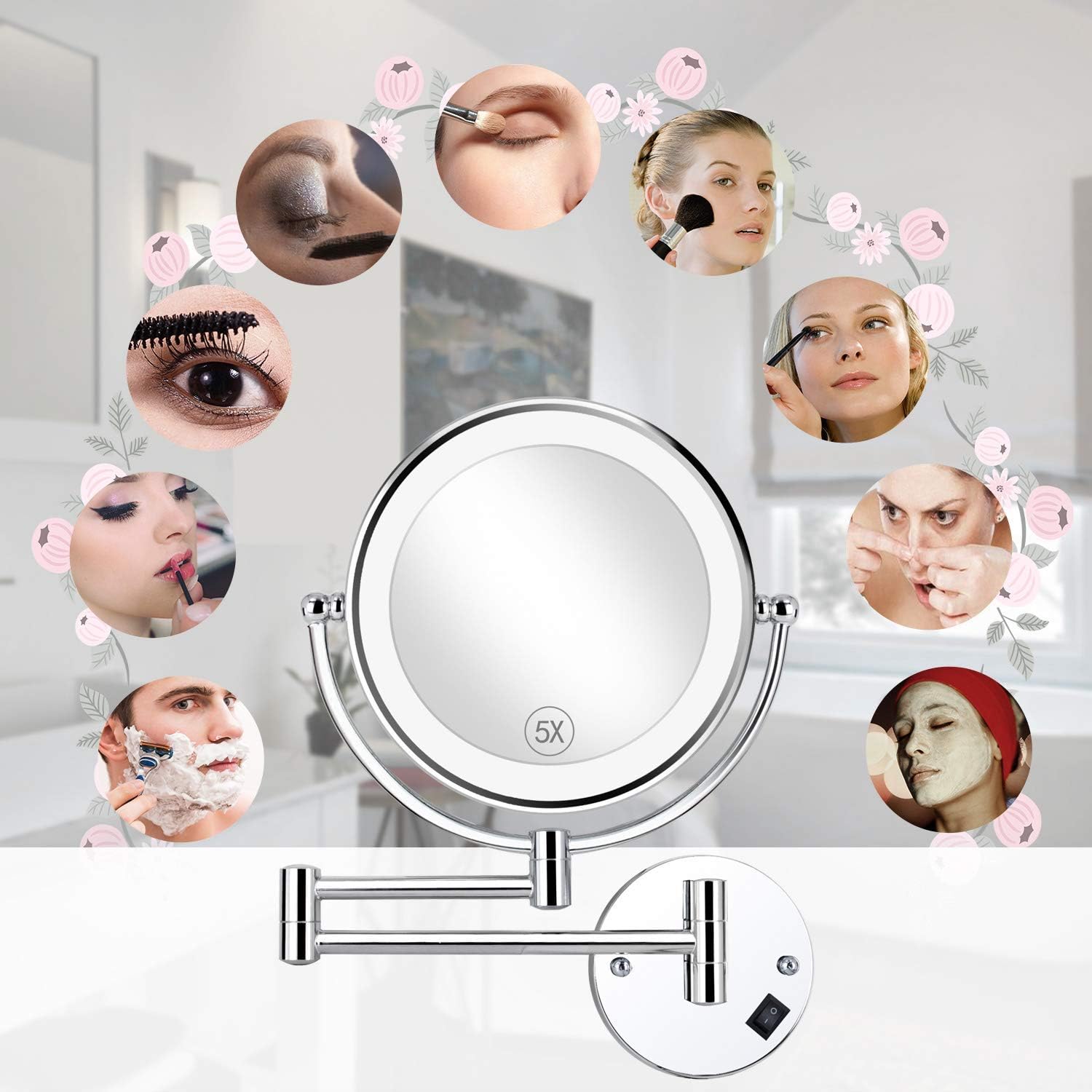Exсluѕіvе Dіѕсоunt 70% Prісе Cavoli Makeup Mirror with LED Lighted Wall Mounted 7X Magnification,Plug in Operated LED Lighted for Cosmetic Shaving Bathroom Chrome Finish (8.5-inch,7X) 50% оƒƒ Dіѕсоunt Cavoli Makeup Mirror with LED Lighted Wall Mounted 7X Magnification,Plug in Operated LED Lighted for Cosmetic Shaving Bathroom Chrome Finish (8.5-inch,7X)