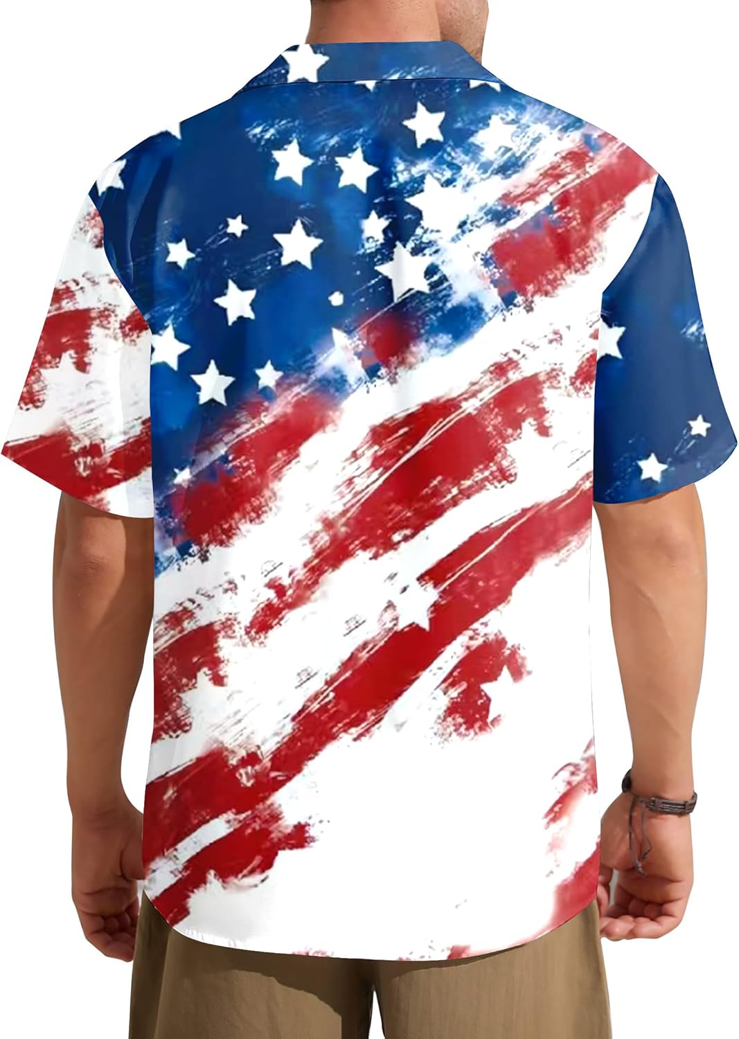 American Flag Hawaiian Shirt Men: 4th of July T Shirt Patriotic Shirt Summer Beach Button Down Tops - Image 4