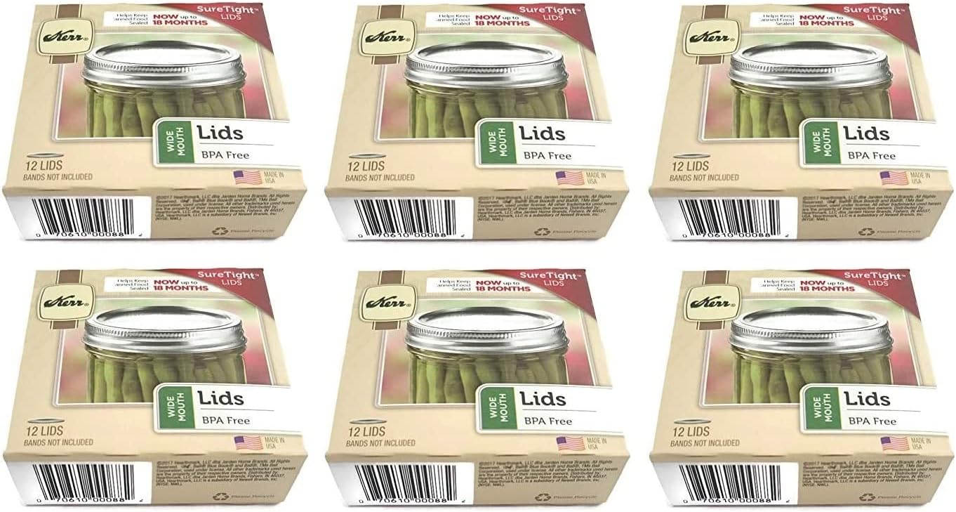 Kerr Wide Mouth Mason Canning Jar Lids 6 Dozen or 72 Lids Total