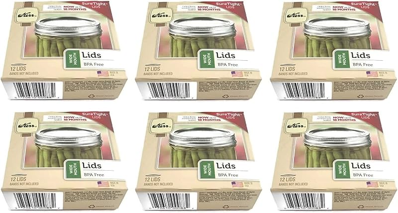 Kerr Tapas para tarros de conservas de boca ancha, 6 docenas o 72 tapas en total