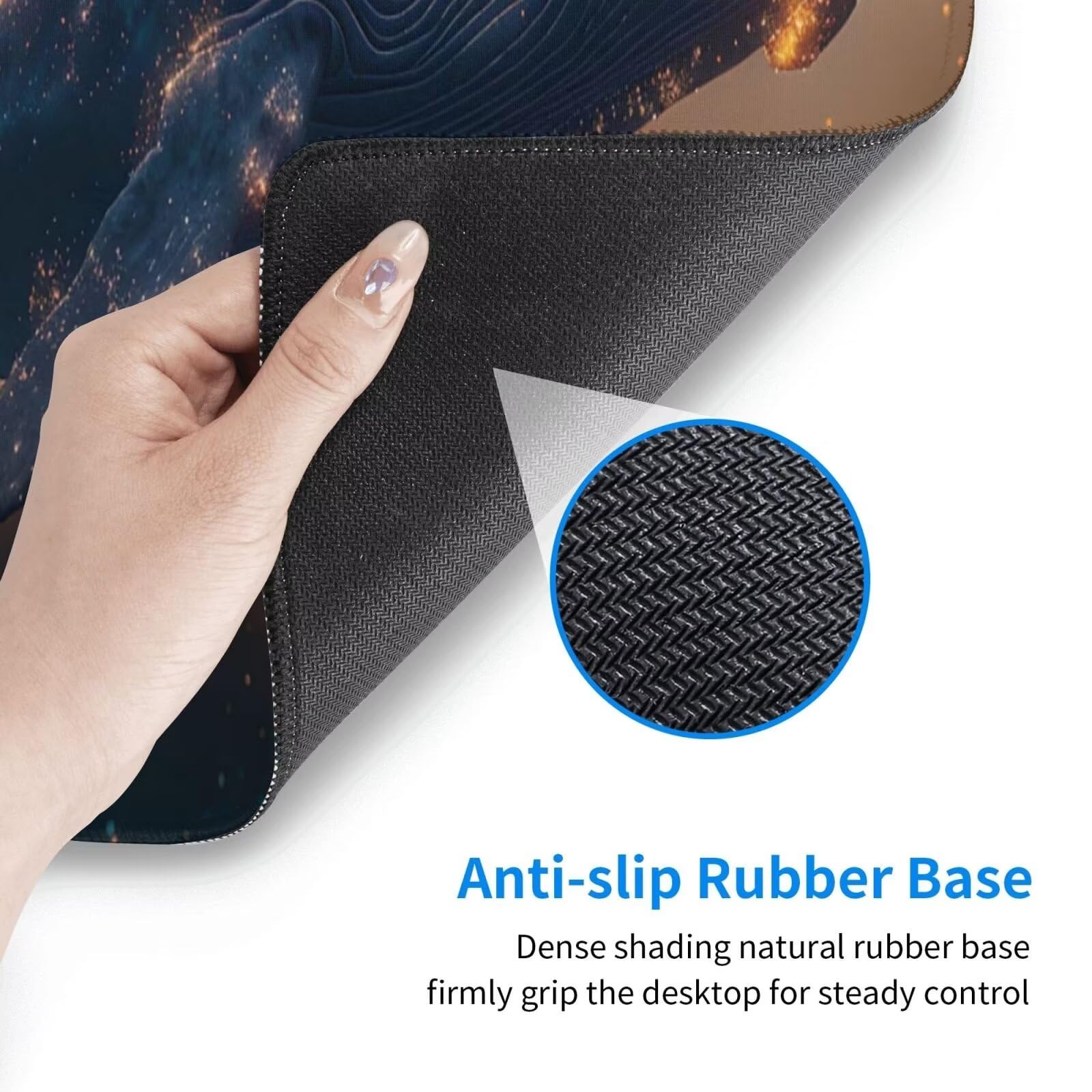Tappetino Mouse, Tappetino Mouse Gaming Grande XXL 1500x800x3mm Tappetino Scrivania Mouse Pad, Base in Gomma Antiscivolo, Bordi Cuciti,Lavabile, Mousepad per Ufficio e Gaming (Balena stellata) R-680
