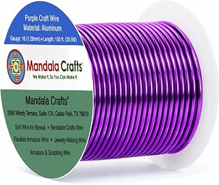 Mandala Crafts 16 Gauge Purple Anodized Aluminum Craft Wire, 100 FT