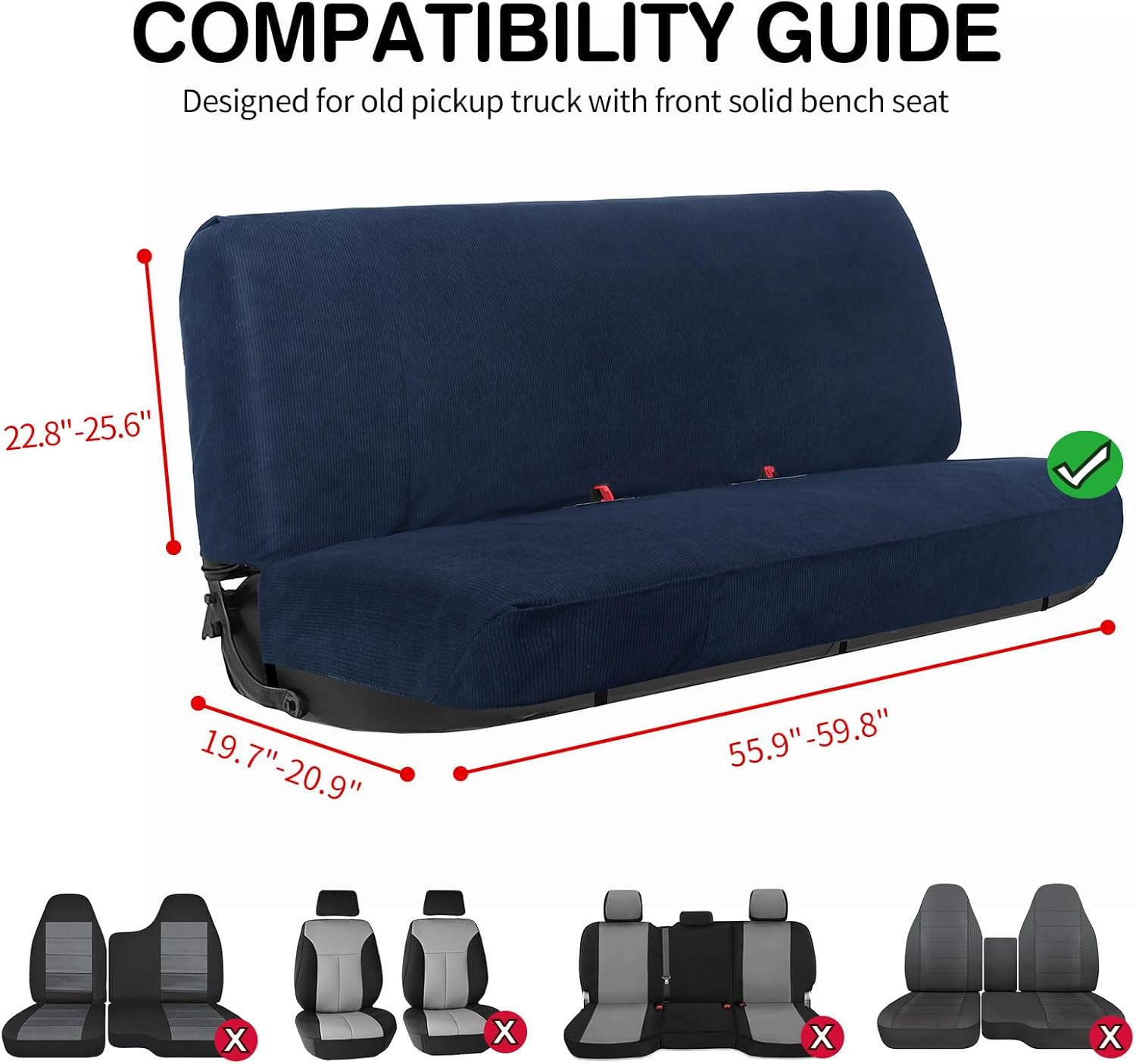 Leader Accessories Universal Car Seat Cover for Full Size Pickup Truck or Car Bench Seats Blue