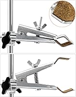 Vista 3 de QWORK Laboratory Stands Support Set, 4 Pack Steel Lab Stand Set with Cast Iron Base, Rod 16" L with Burette Clamp and Flask Ring Clamps