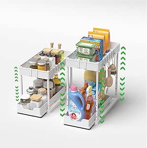 Organizzatore Sottolavello 2 Livelli FANHAO - Scaffale Estraibile In Metallo Cromato Per Cucina E Bagno - Foto 10