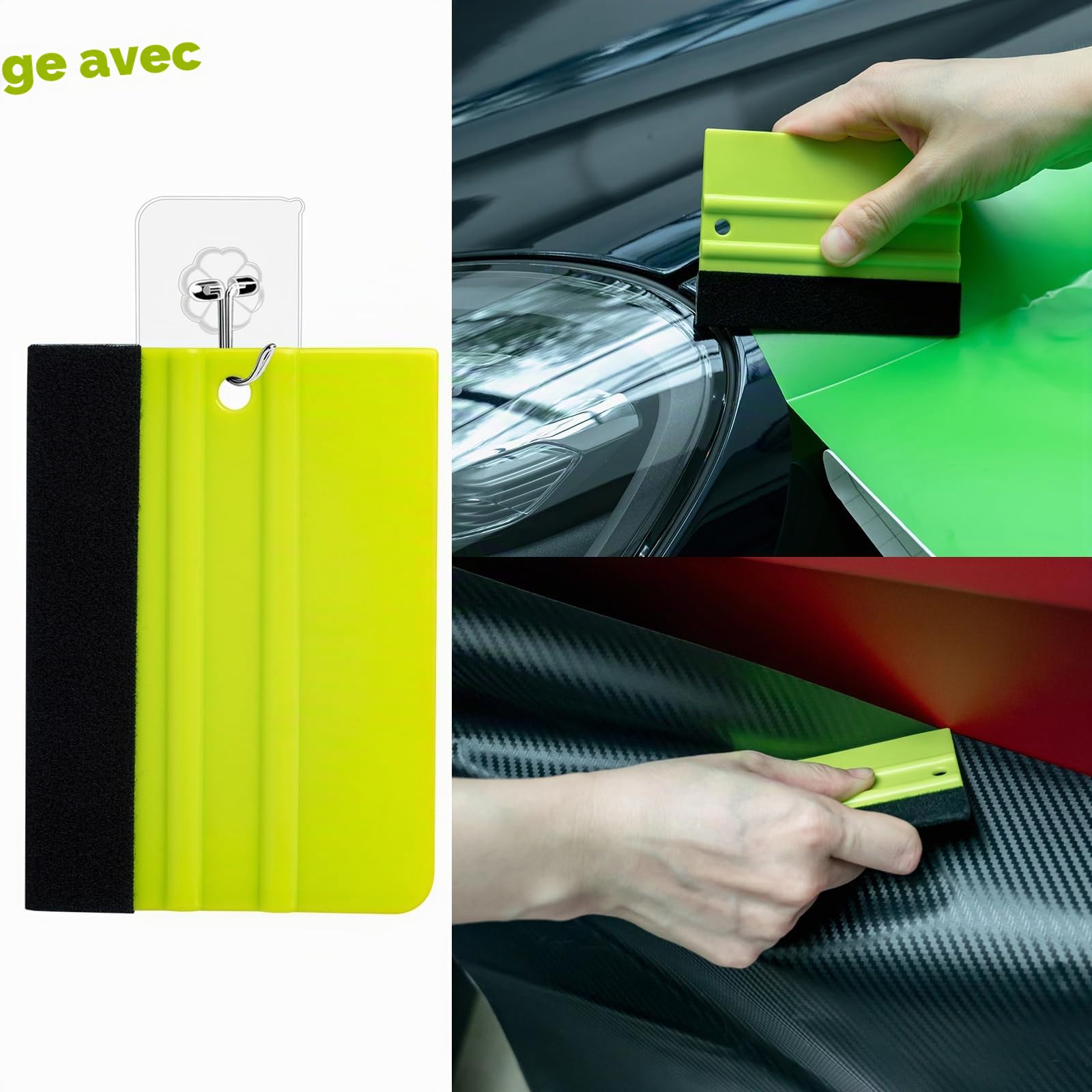 FOSHIO Kit d'outils en Vinyle de Voiture,Ruban de découpe sans Couteau 50 m,Raclette pour Film teinté,Kit d'outils pour Enveloppement de Film, 6 aimants pour Envelopper,Grattoir,Raclette en Feutre