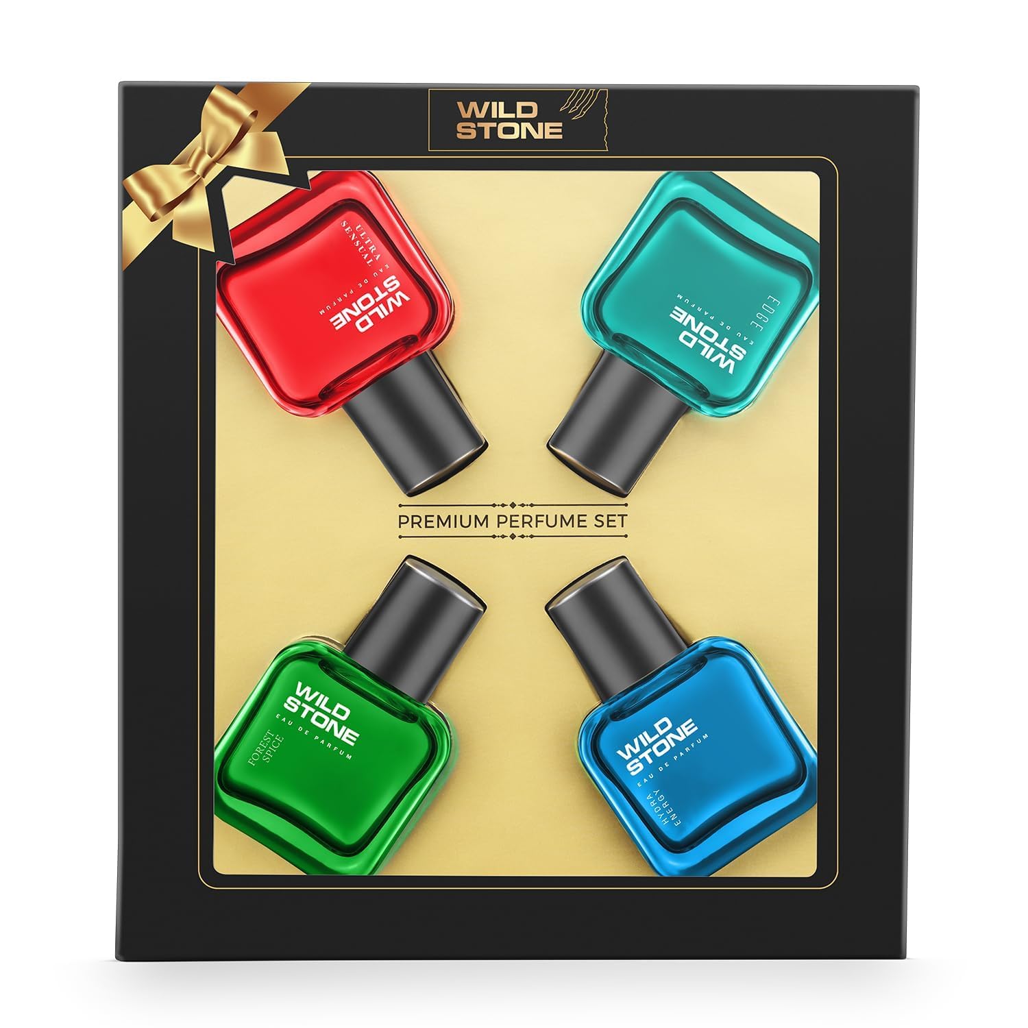 Wild Stone EAU DE Parfum Gift Set for Men, Pack of 4 (4x30ml) | Premium Fragrance Gift Set | Edge,Ultra Sensual, Hydra Energy & Forest Spice Luxury Perfume Gift Set