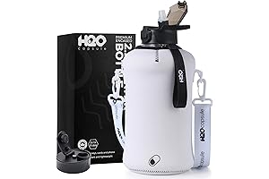 2.2L Half Gallon Water Bottle with Storage Sleeve and Covered Straw Lid
