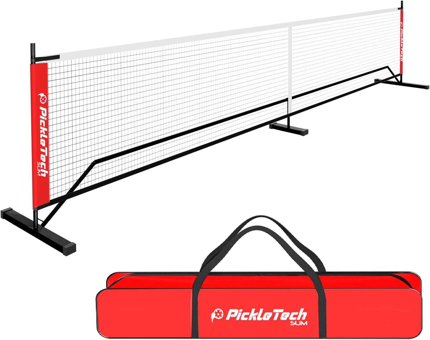 PICKLETECH 4.0 Slim Version Portable Pickleball Nets Outdoor Game 22 FT Pickleball Net-USAPA Regulation Size-Pickle Ball Net System with Carrying Bag for Driveway