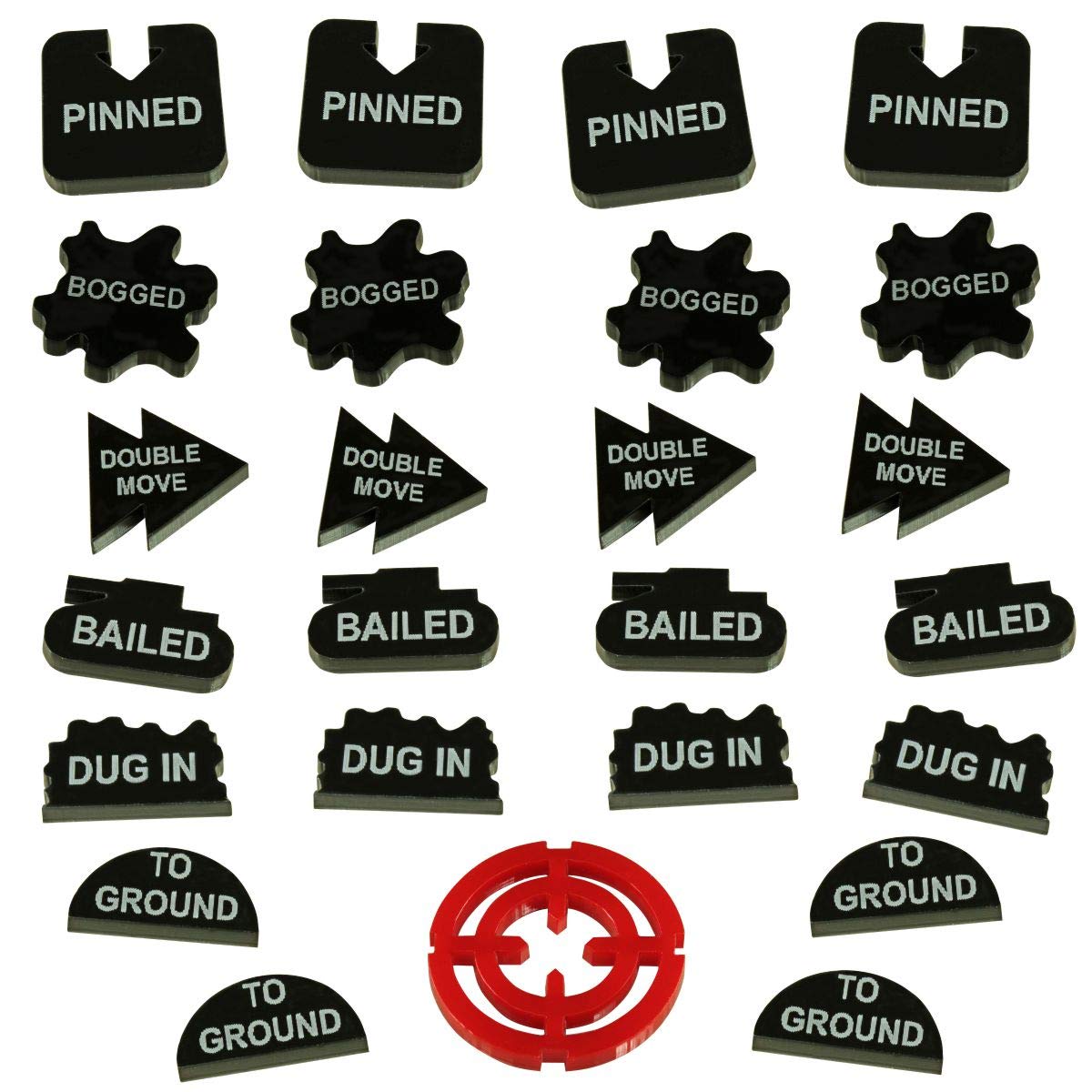 LITKO Command Token Set | Gaming Aid Pieces | Compatible with Flames of War, Bolt Action, Axis & Allies | Set of 25 (Black)