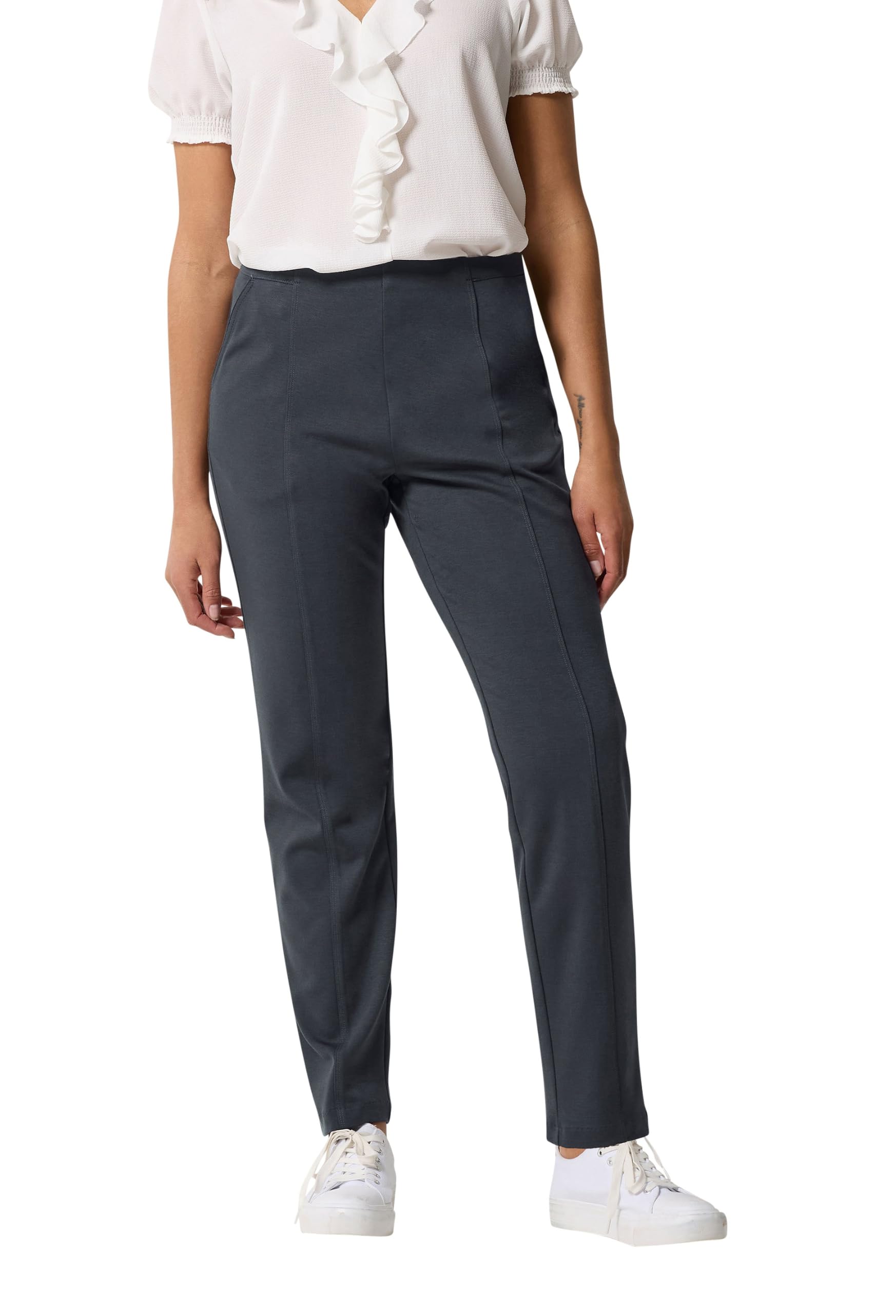 M&Co Women's Dark Grey Grey Ponte Seam Detail Trousers