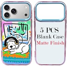 JUSTRY 5-Pack 2D Sublimation Phone Case for iPhone 17 6.3" | Soft TPU Case + Metal Insert Matte Finish | Easy DIY Customizable Blanks | Wholesale Pack Pink