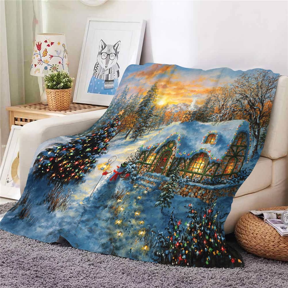 Invierno Manta de Franela para Cama y Sofa, Navidad 3D Impresión Súper Suave Mantas Polar, Colcha de Microfibra Esponjosa y Cálida (Árbol de Navidad,150x130cm)