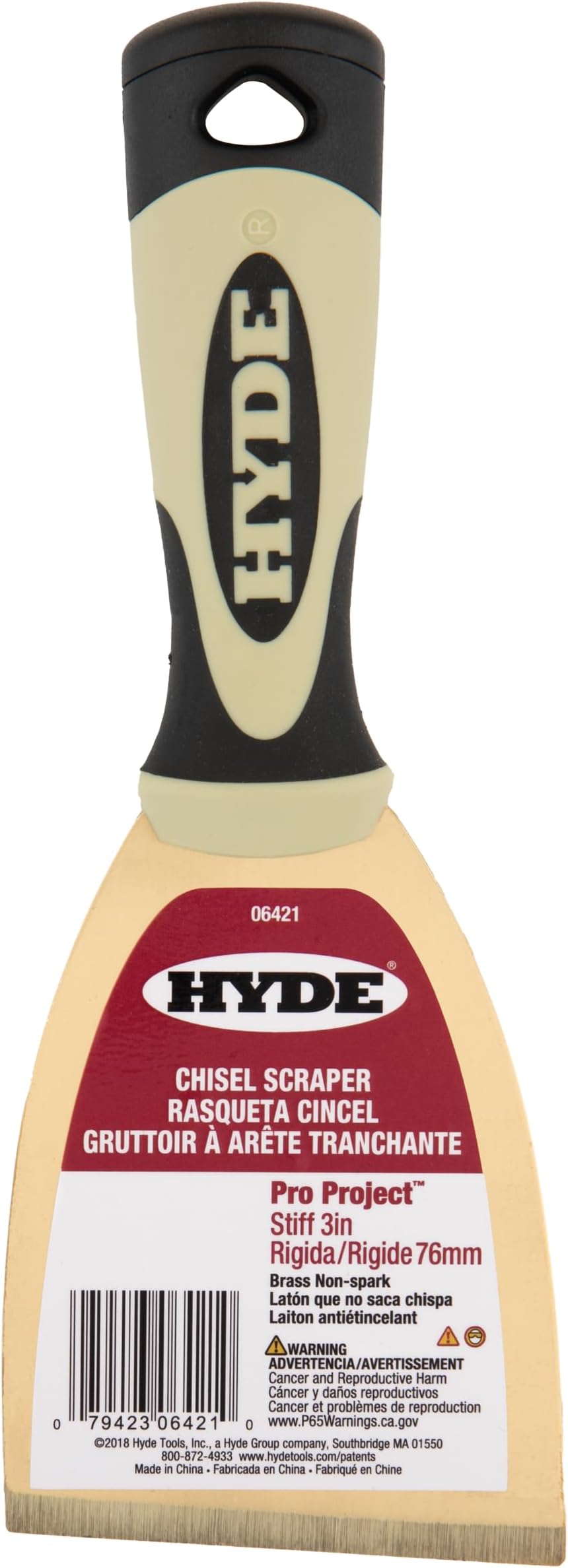 Tool 06421 3-Inch Stiff Putty Knife, Brass