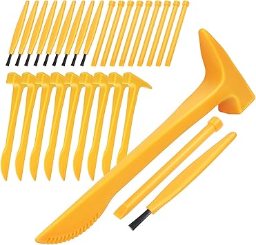 10 Set Excavation Tool Kit Dino Fossils Dig Kit for Kids, Bulk Archaeology Dig Tools with Mini Hammer Chisel and Brush for Fossil Gem Digging, Science Toy
