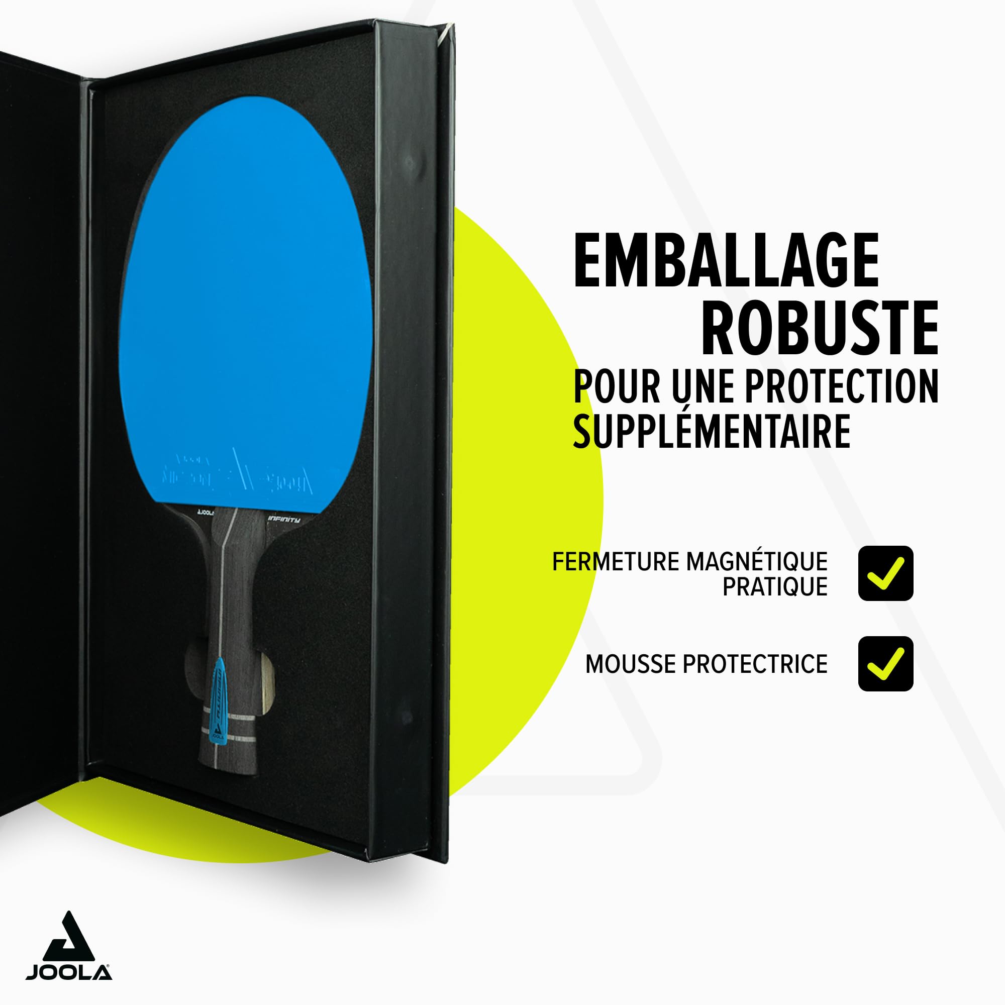 Raquette De Tennis De Table JOOLA Infinity – Carbone 3K, Revêtements MICRON, Poignée Anatomique, Housse Incluse