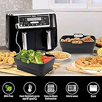Vista 3 de Olla de silicona para freidora de aire para Ninja Foodi Dual DZ090 6QT, paquete de 2 cestas de repuesto de silicona reutilizables para freidora