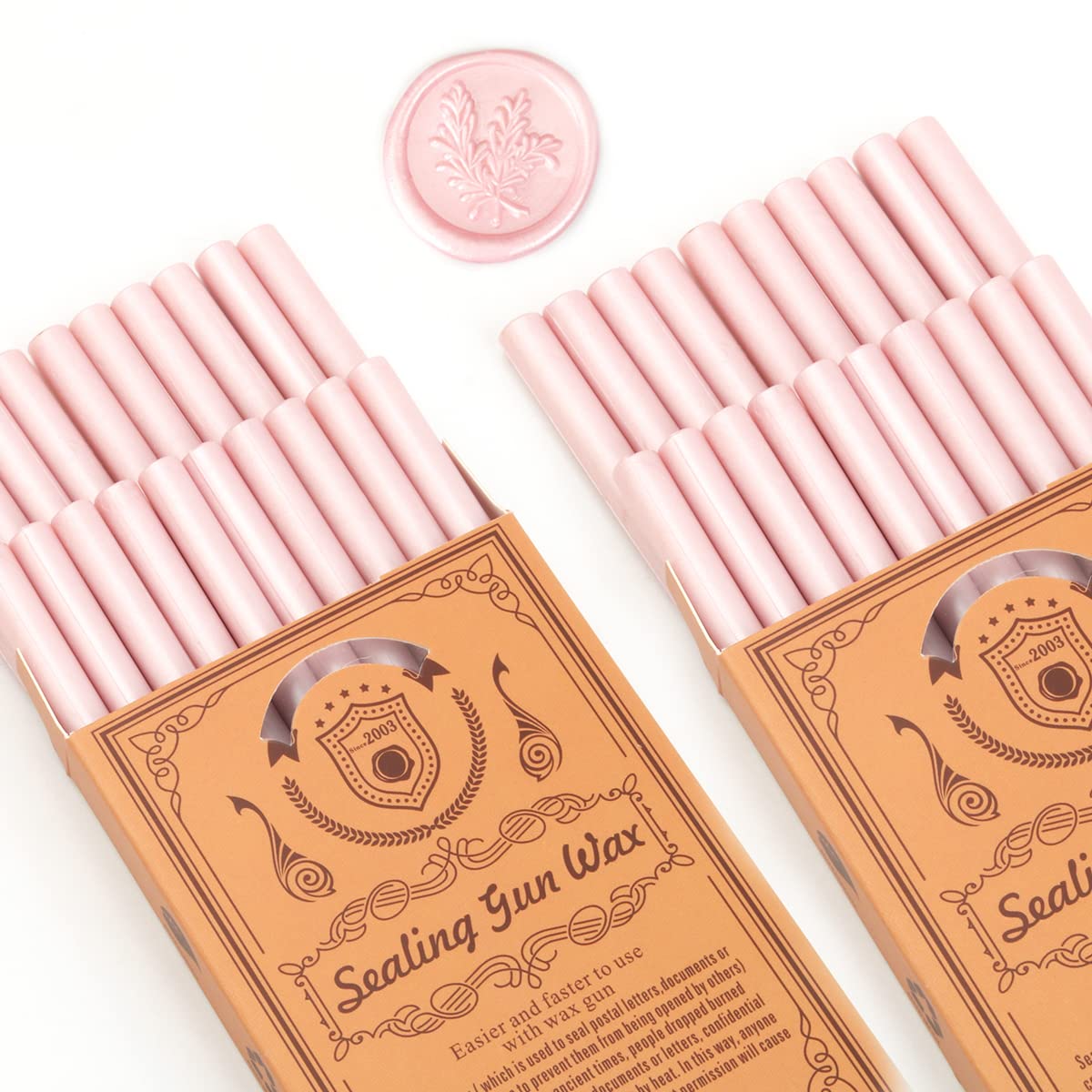 Pearl Pink Wax Seal Sticks, Wasole 40pcs Glue Gun Champagne Rose Wax Sealing Sticks Beads Great for Wax Sealing Stamp, Wedding Invitations, Letter Envelopes (Pearl Pink)