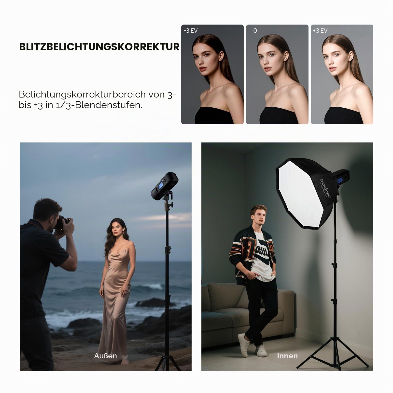 Godox AD600Pro Blitzlicht für Canon Nikon Sony Fuji Olympus Panasonic Kameras, 360 Vollblitze, 0.01-0.9s Zykluszeit, HSS 1/8000s 2.4G Wireless X System, 600Ws TTL Blitz mit 2600 mAh Batterie