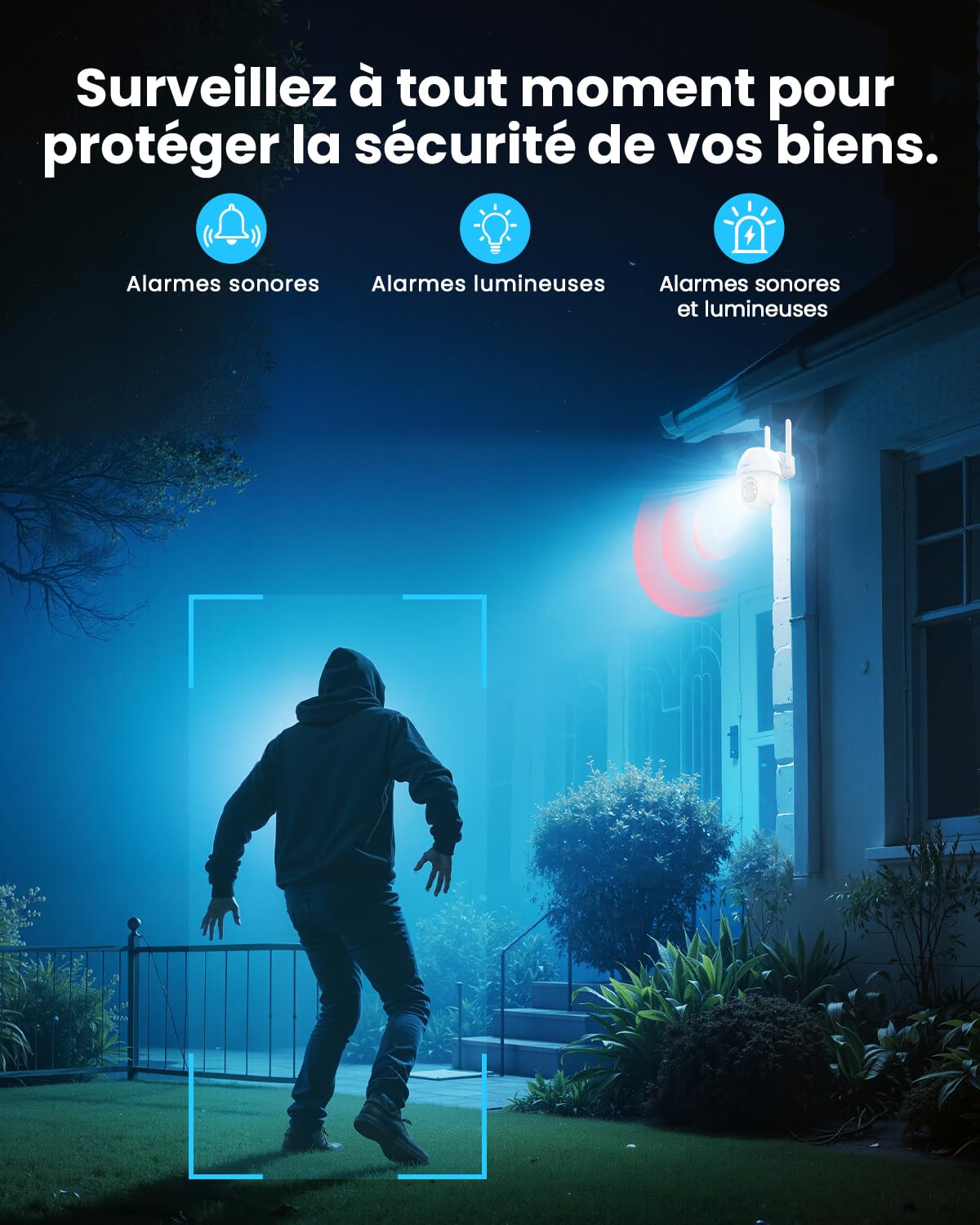 ieGeek 4G LTE Camera De Surveillance sans Internet, 2K HD Camera Carte Sim, Vision Nocturne Camera sans WiFi, Détection Humaine PIR, Audio Bidirectionnel, AI Analysis System/Cloud