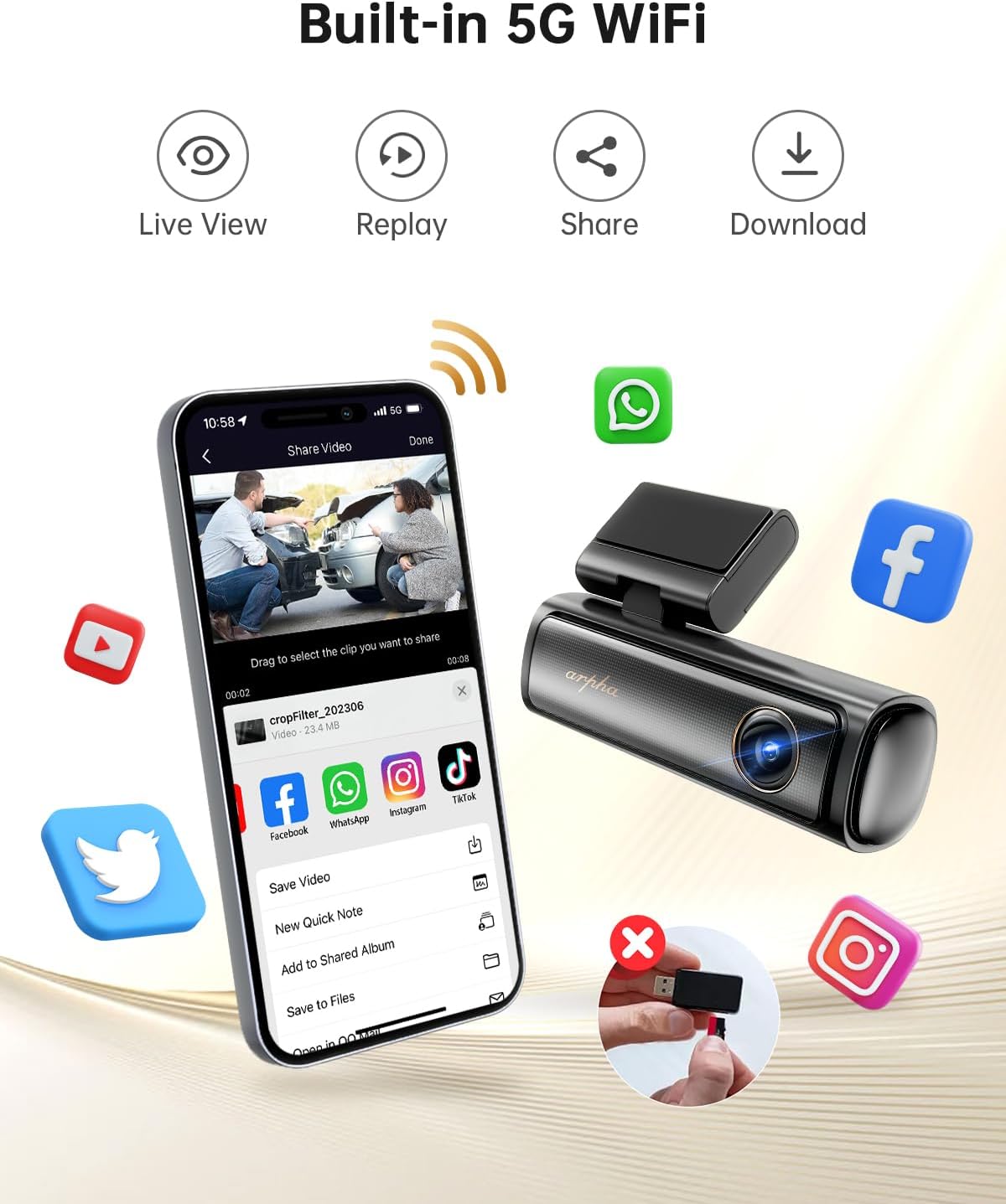 Illustrations of ADAS features: Lane Departure Reminder, Vehicle Approaching Warning, and Pedestrian Collision Warning