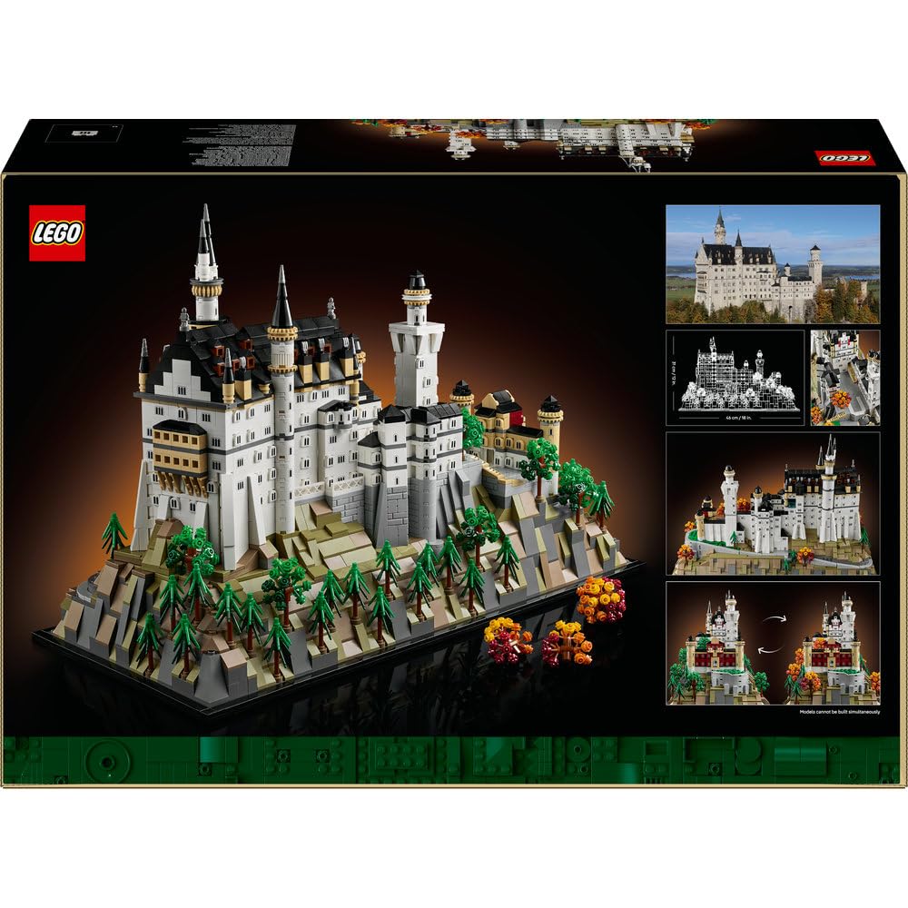 LEGO Architecture Zamek Neuschwanstein 21063 | Model architektoniczny, dekoracja do domu, prezent dla fana architektury, duży zestaw klocków konstrukcyjnych, 3455 elementów