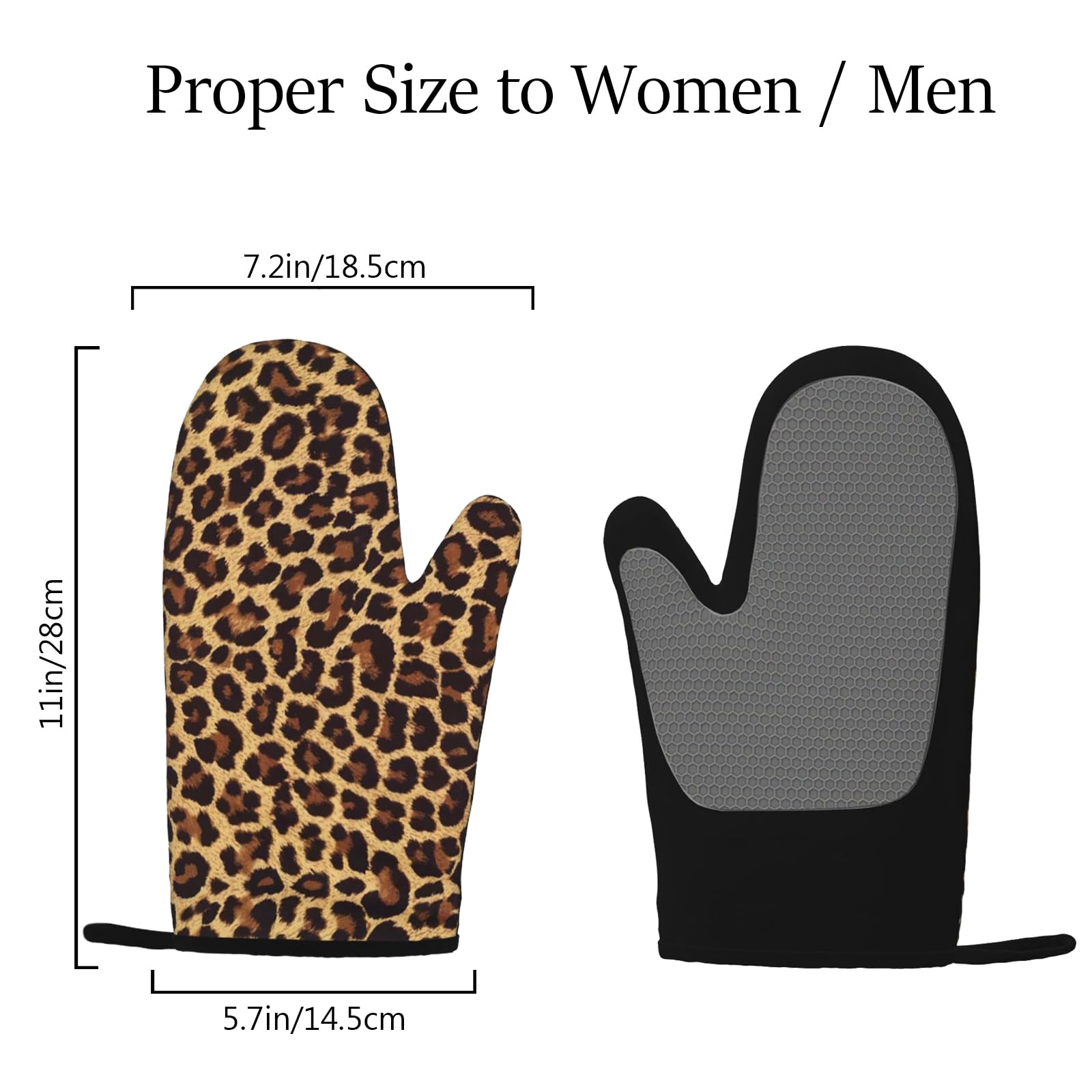 Juego de guantes de horno de silicona con estampado de leopardo, guantes de horno de silicona antideslizantes, 2 guantes de horno resistentes al calor, el mejor regalo para madre, esposa, guantes de 7