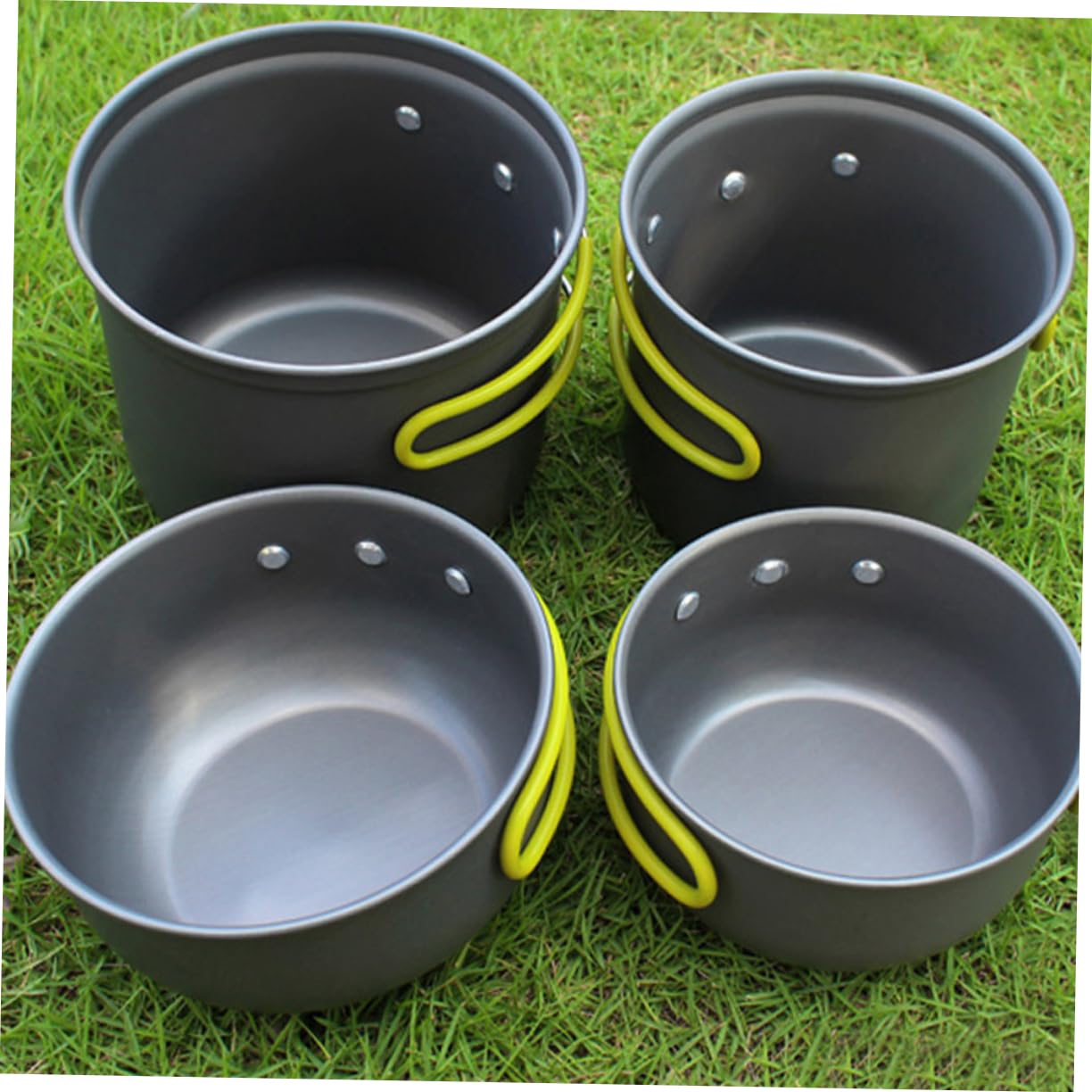 BESPORTBLE 1 Set 4 Pièces Ensemble Cuisine de Camping en Alliage D'aluminium pour 2-3 Personnes, Ustensiles Cuisine Solide pour Randonnée, Pique-niques, Camping