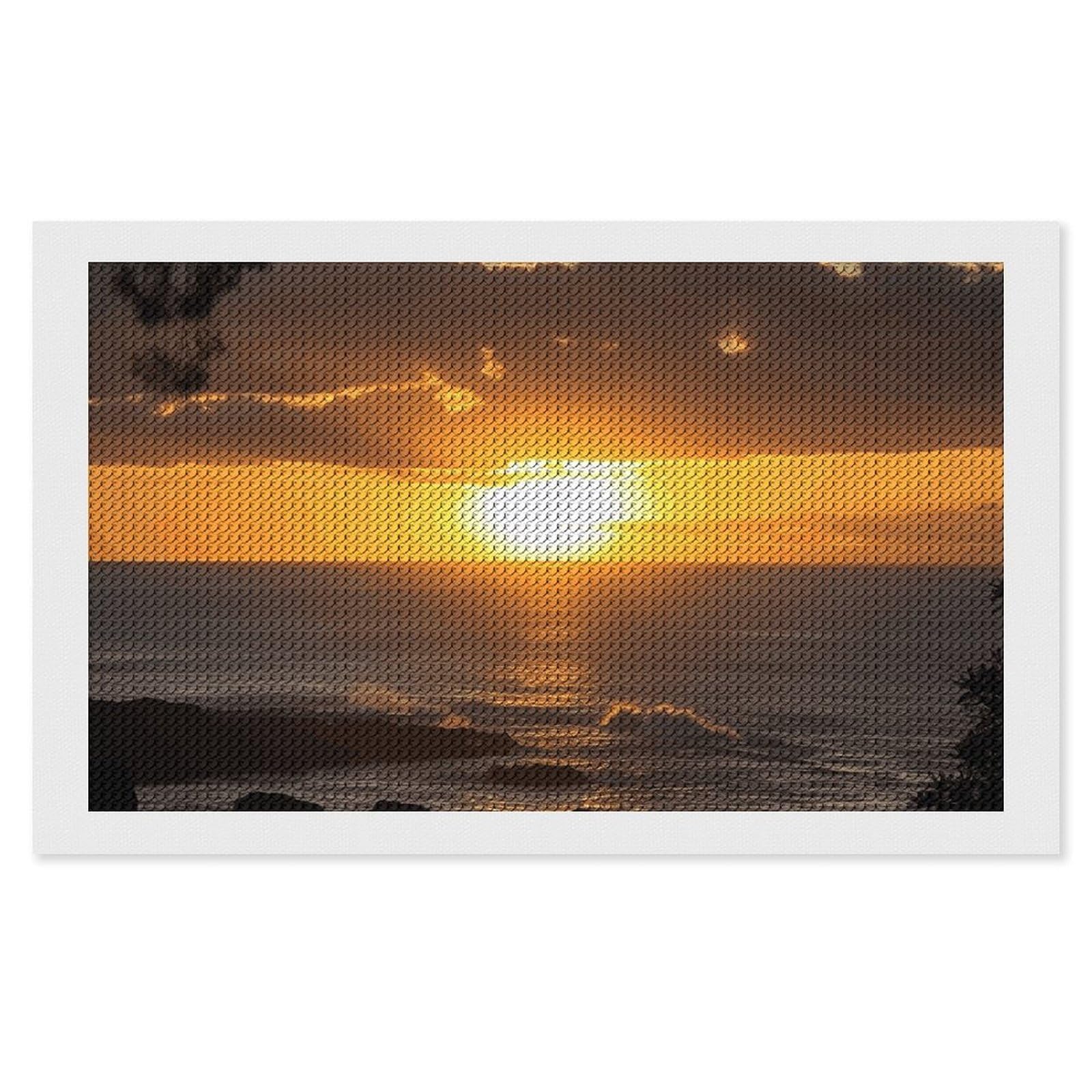 NONHAI Diamond Painting Kits for Adults - DIY Diamond Art Kits for Beginners - Full 5D Paint Drill Diamond Dots Paintings- Sunset Hawaii Beach Diamonds Pictures Gem Art and Craft Wall Decor 12"x20"
