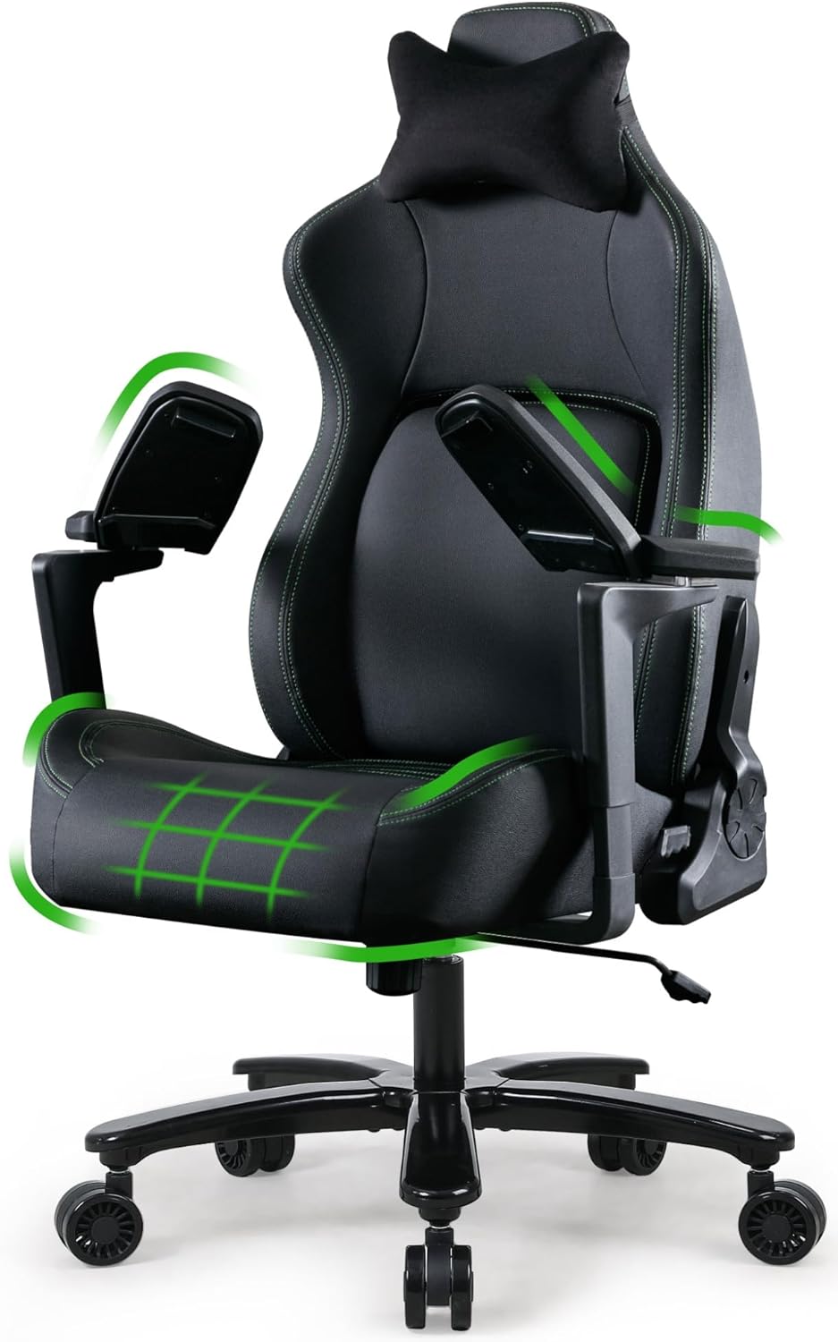 Big and Tall Gaming Chair rgonomic Computer Chair with 6D Flip – up Multifunctional Armrests Office Chair for Adults with Extra Wide Memory Foam Cushion for Heavy People