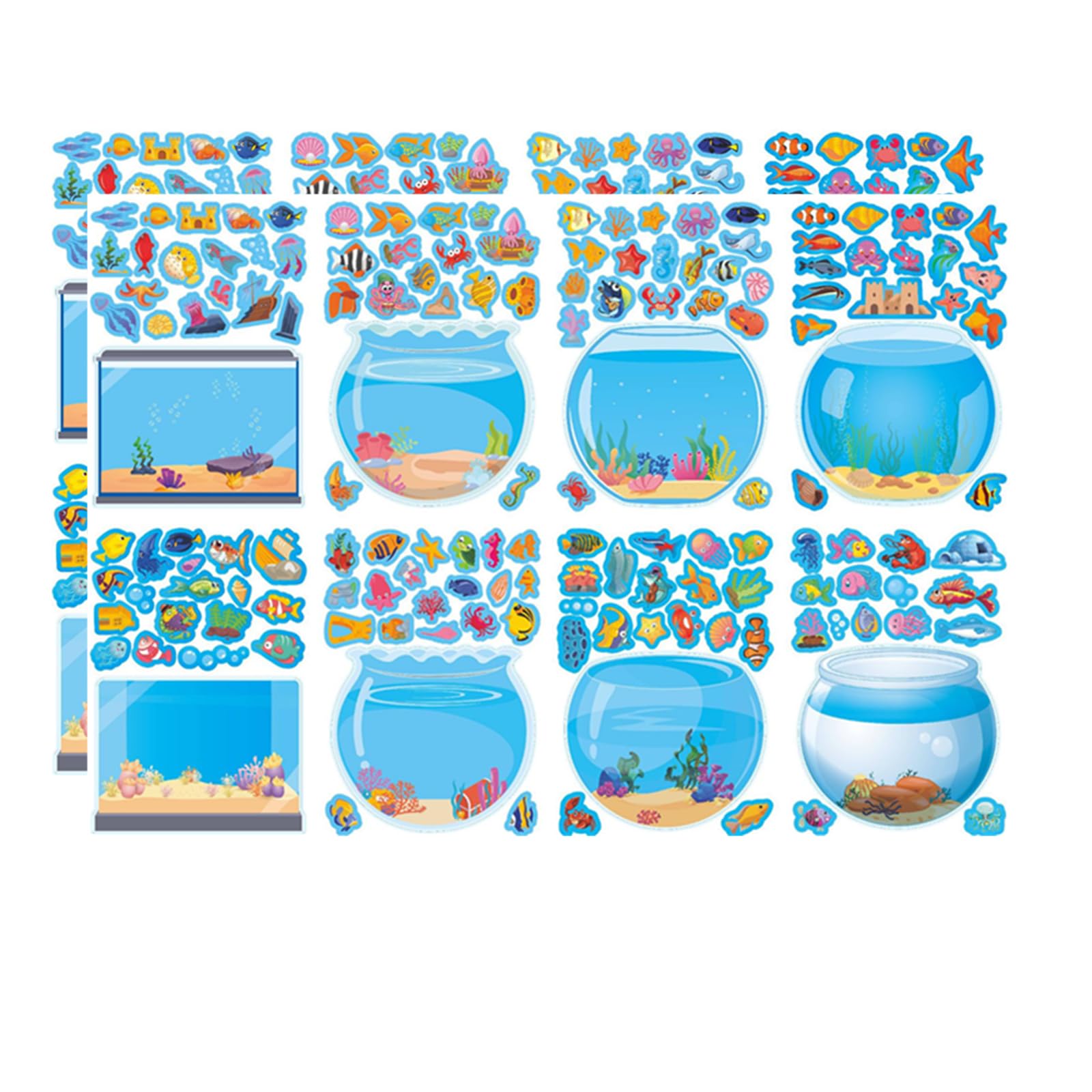 DEJIN 16pcs Fish tank stickers DIY kids stickers, make your own party favor bag stickers, suitable for birthday party supplies party bag fillers boys girls gift stickers