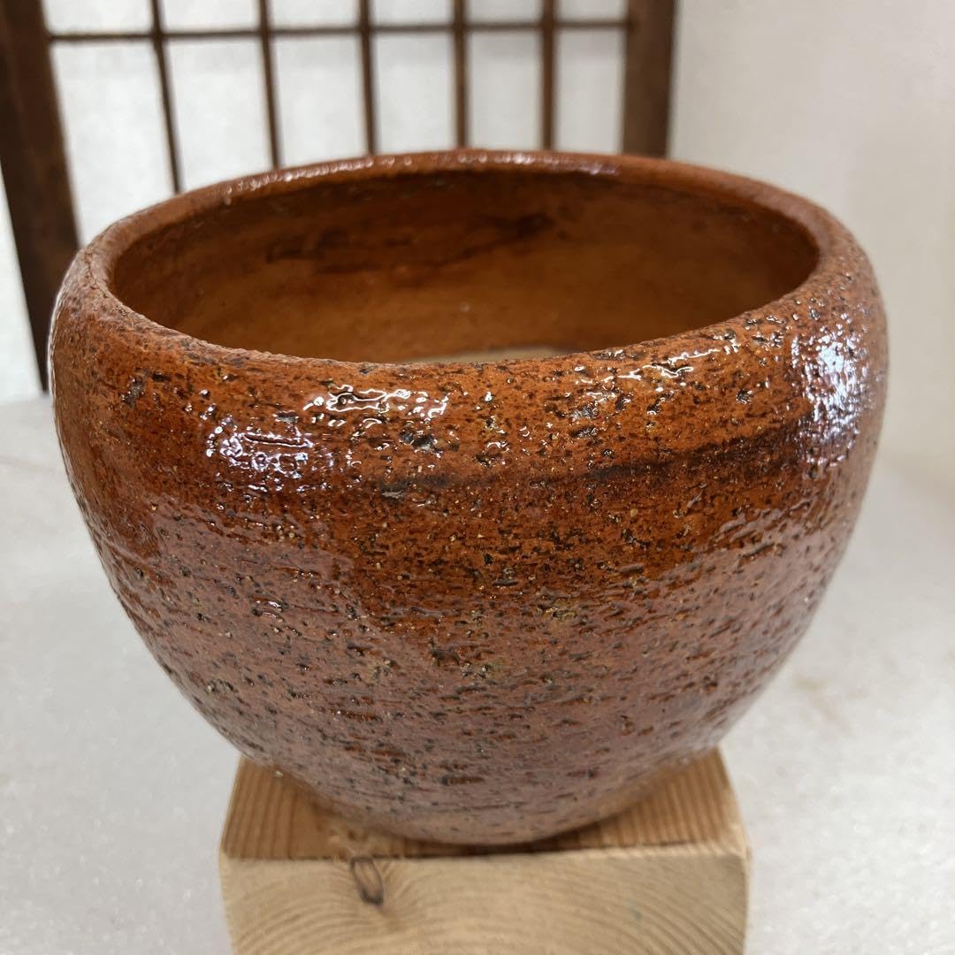 茶道具　火入　飴釉火入　八代　大樋宗春　造　葆光斎書付　共箱　N165AH 茶道具火入飴釉火入八代大樋宗春造葆光斎書付共箱