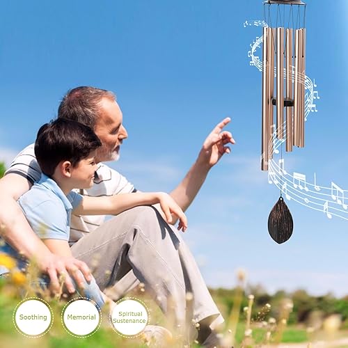 Miniatura 3 de Taman Campanillas de viento para exteriores, de aluminio de 40 pulgadas, de tono profundo, conmemorativo de condolencia por la pérdida de un ser