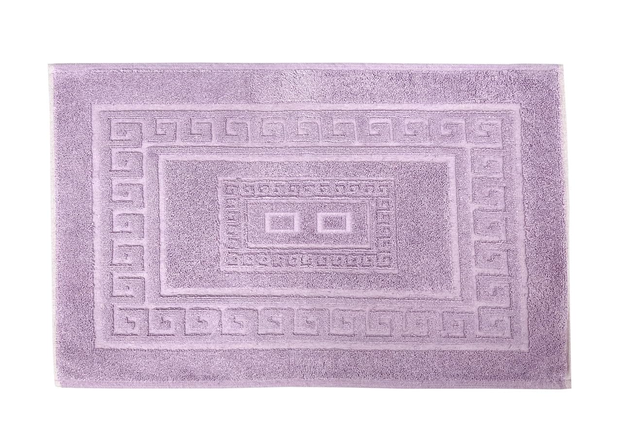 Tapis de douche super absorbant lila en coton avec motif grec 60x120
