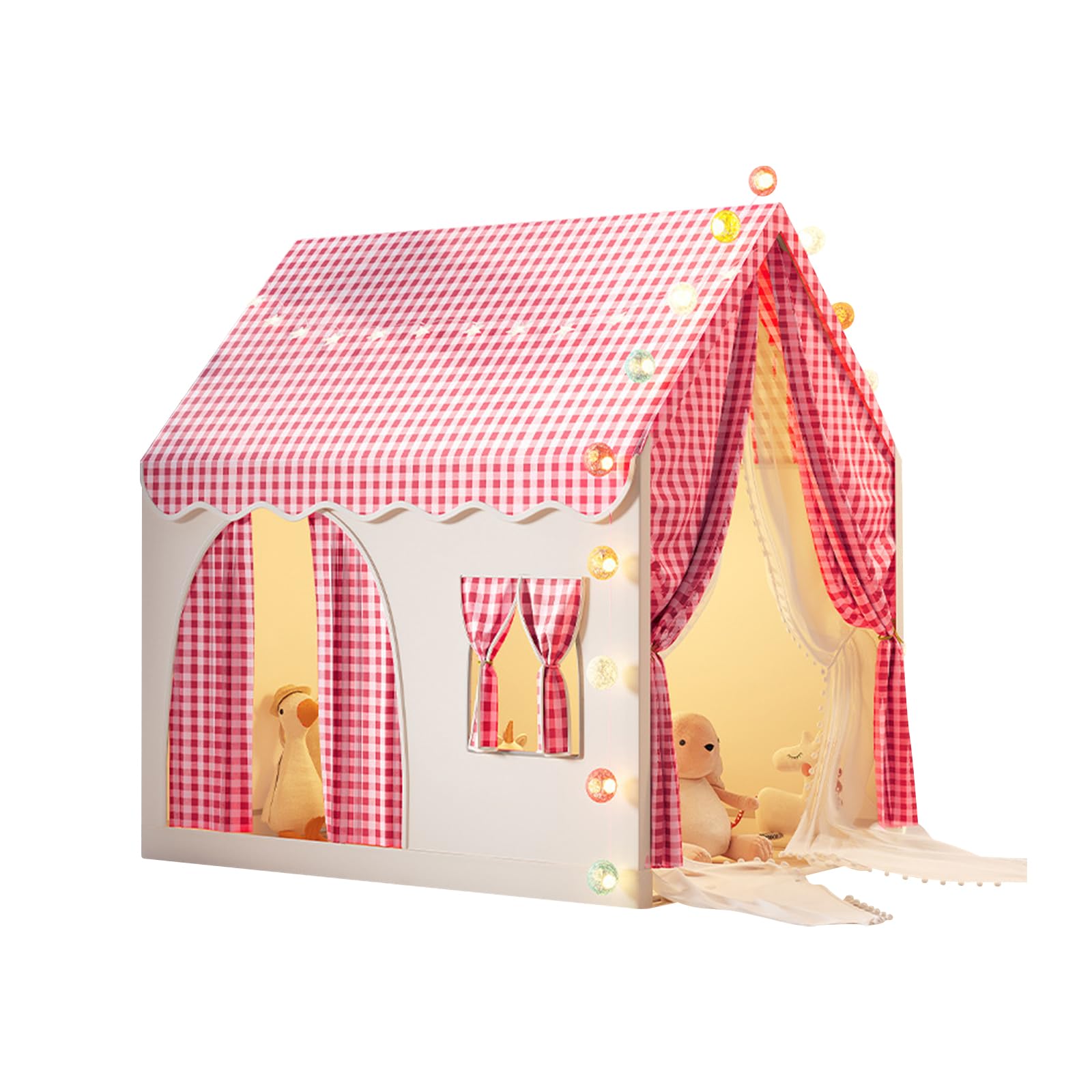 Ergocar Children's Tent Indoor Outdoor Double Door Castle Ball Light Colorful Flag Cloud Star Light Suitable For Toddler Children Boys And Girls