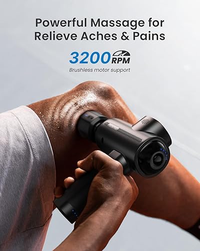 Miniatura 6 de RENPHO Pistola de masaje de tejido profundo con soporte de carga, masajeador de espalda con calor y cabeza fría, masajeador muscular corporal de