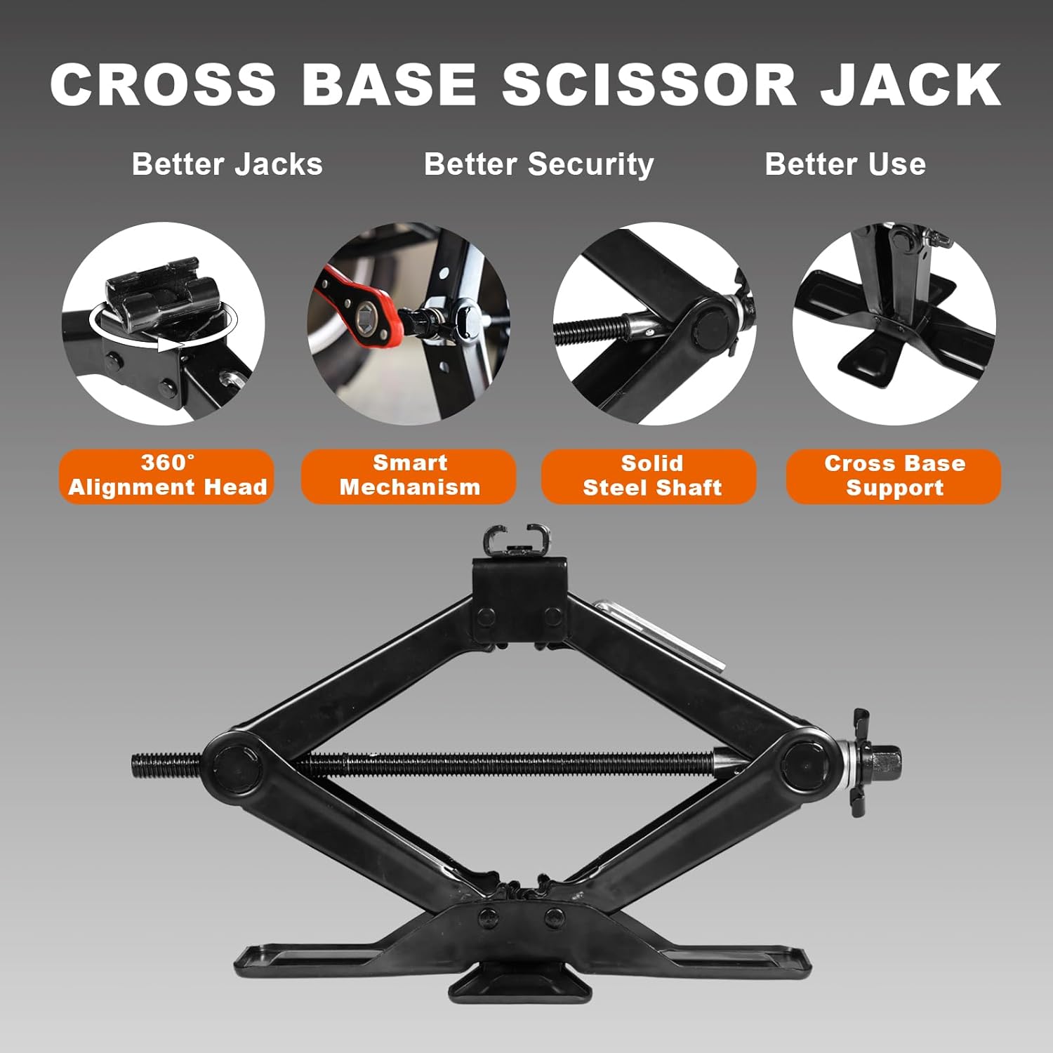 Big RED AST10202SR Torin Wide Base Cross Car Scissor Jack: Steel Portable Quick Lift Tire Jacks Include Ratchet Wrench for Car, Truck, Sedans and MPV, 1.5 Ton (3,000 lbs) Capacity, Black