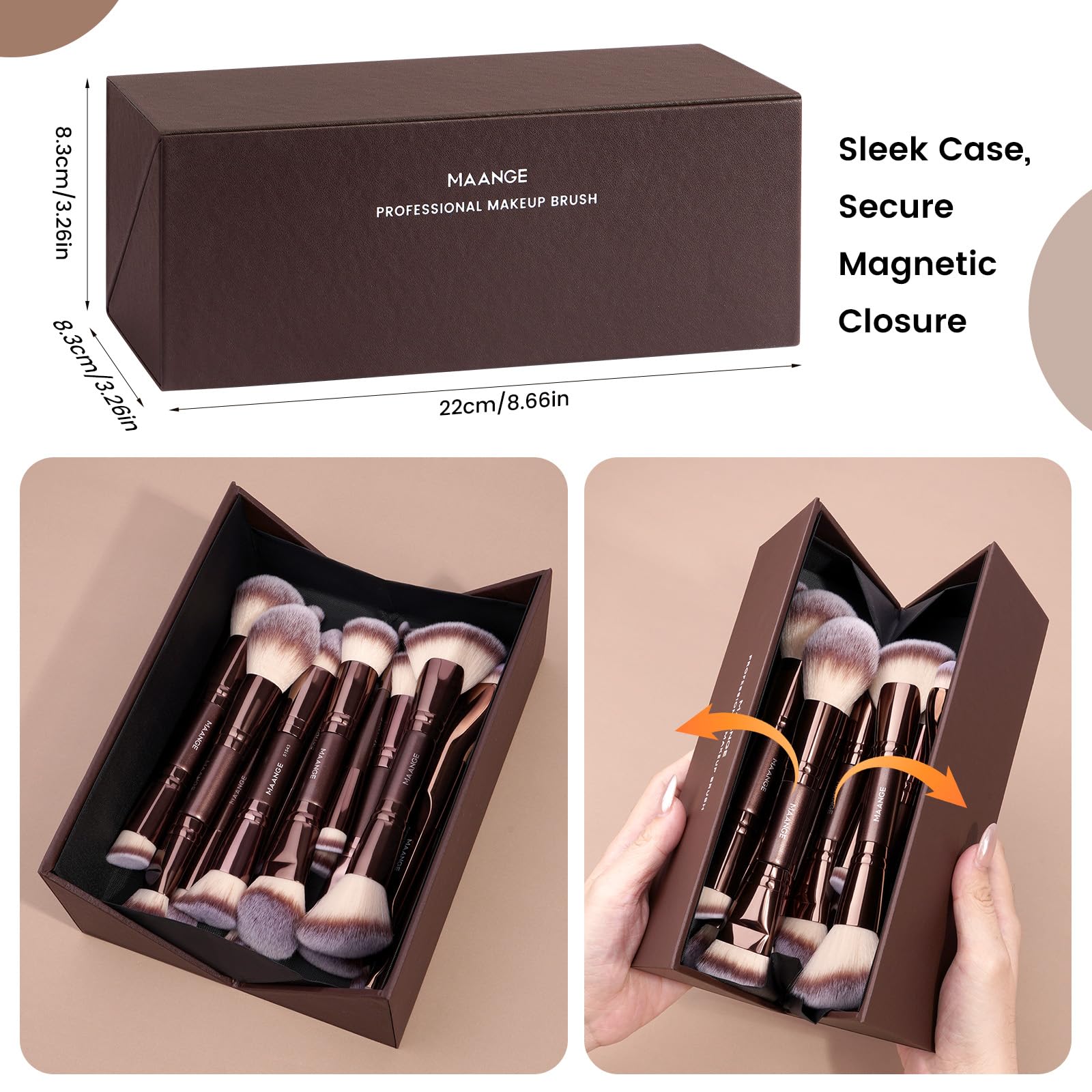 MAANGE Pinselset Make Up Pinsel Set, 21 Schminkpinsel mit Geschenkbox, 40-in-21 Duo-End Make up Pinsel Für Foundation Puder Lidschatten Concealer Blush, Kaffee Gold