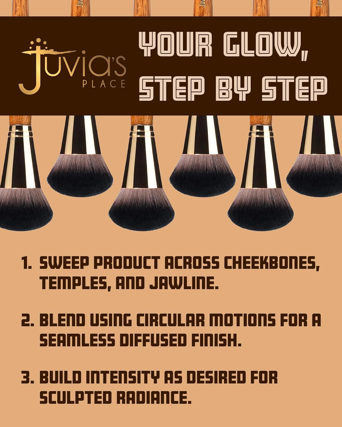 Juvia's Place BRONZED J301 Powder Bronzing Brush - Ultra-Soft Dense Bristles for Smooth Blending Airbrushed Finish - Ergonomic Handle for Precision Contour - Ideal for Powder, Liquid & Mousse Formulas