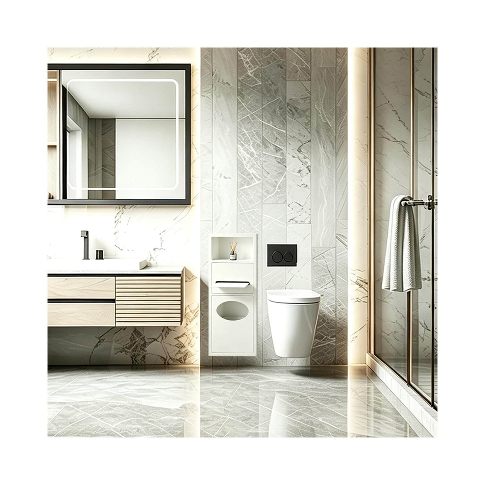 Recessed Toilet Niche, Concealed Trash Can Niche for Bathroom Hotels