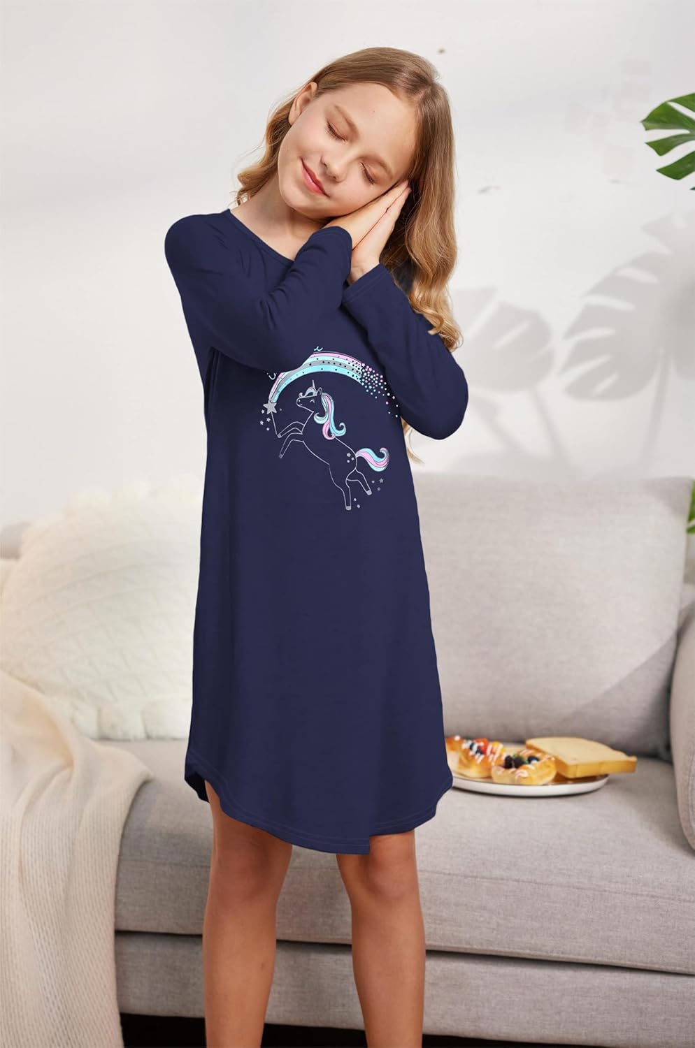 Arshiner Girls Nightgowns Long Sleeve Print Pajamas Nightdress for Kids Soft Sleep Wear Nighties - Image 3