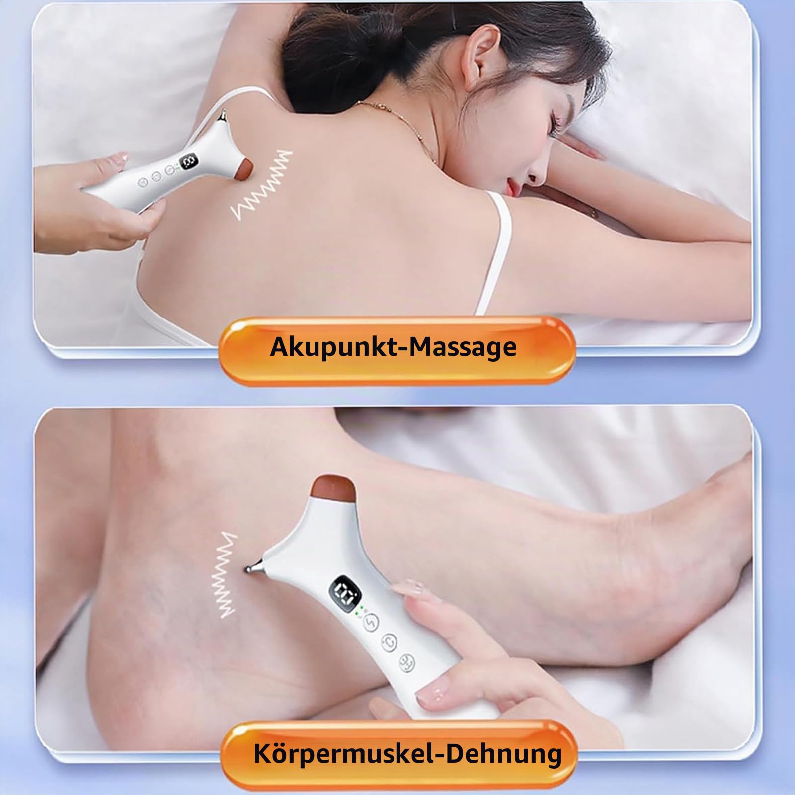Rezuri - 4-in-1 Jaw Massager, Rezuri TMJ-Massagegerät, Gesichtsmassagegerät Akupressur Massagegerät mit Wärme und Vibration, Meridian-Massagegerät mit 2 Massageköpfen für Kiefer, Gesicht und Nacken