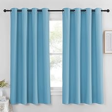 NICETOWN Room Darkening Curtain Panel - (52 inches W x 108 inches L, Teal Blue, 1 Panel) Toddler Boy Bedroom Drape with Grommet Top, Energy Smart Window Treatment Curtain